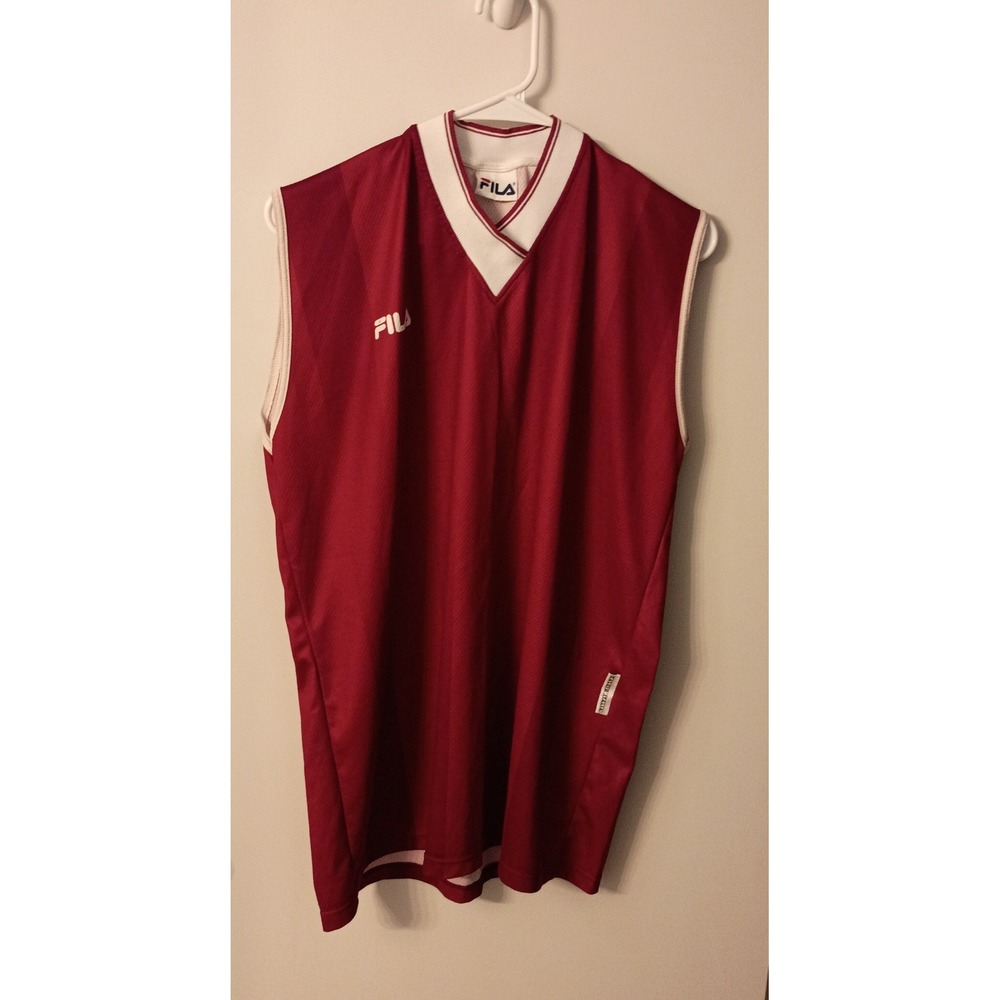 Vintage Fila Calcio Italia Soccer Jersey Vest Burgundy Red Mens Medium RN 91175